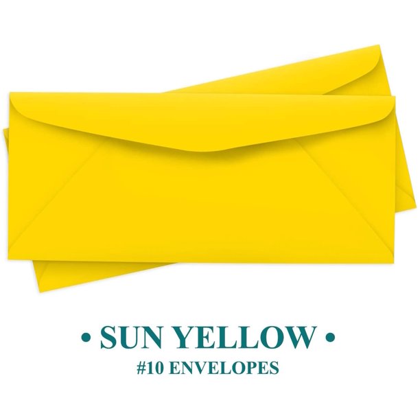 Sun Yellow Bright Color 10 Envelopes Great for Mailing Letters
