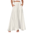 thumbnail image 7 of adaychics Satin Maxi Skirt High Waisted Flowy Long A Line Pocketed Satin Skirt Trendy Vacation Outfits for Work Party, 7 of 7