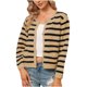 thumbnail image 1 of Cárdigan Suéteres para mujer Suéteres de otoño Recortada Invierno Cárdigan informal Blusa de un solo pecho Manga larga Raya Tops cortos Odeerbi ODB-5, 1 of 3