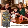 thumbnail image 4 of 5 Tiered Solar Powered Water Fountain, Solar Water Fountain Outdoor Garden Cascading Rock Water Fall Fountains Outside with Lights for Backyard, Patio, Deck, Porch, 24" H x 13.39" L x 9.6" W, 4 of 9