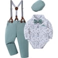 thumbnail image 6 of ZOEREA Baby Boy Clothes Suits 4PCS Gentleman Outfit Dress Romper Beret Hat Suspender Pants Bow Tie Wedding Set, 6 of 10