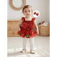 thumbnail image 4 of Miaouyo Infant Baby Girl Christmas Outfit 0 3 6 9 12 18 Months Sleeveless Stars Bows Tulle Patchwork Romper Dress with Hairband, 4 of 9