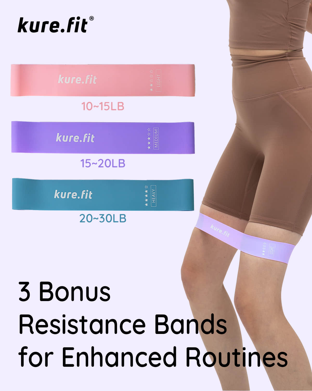 kure.fit Hand Weight Bars for Women, with Resistance Booty Bands, Non-Slip Portable Dumbbells for Pilates, Yoga, Cardio and Strength Training, 2.2 lb