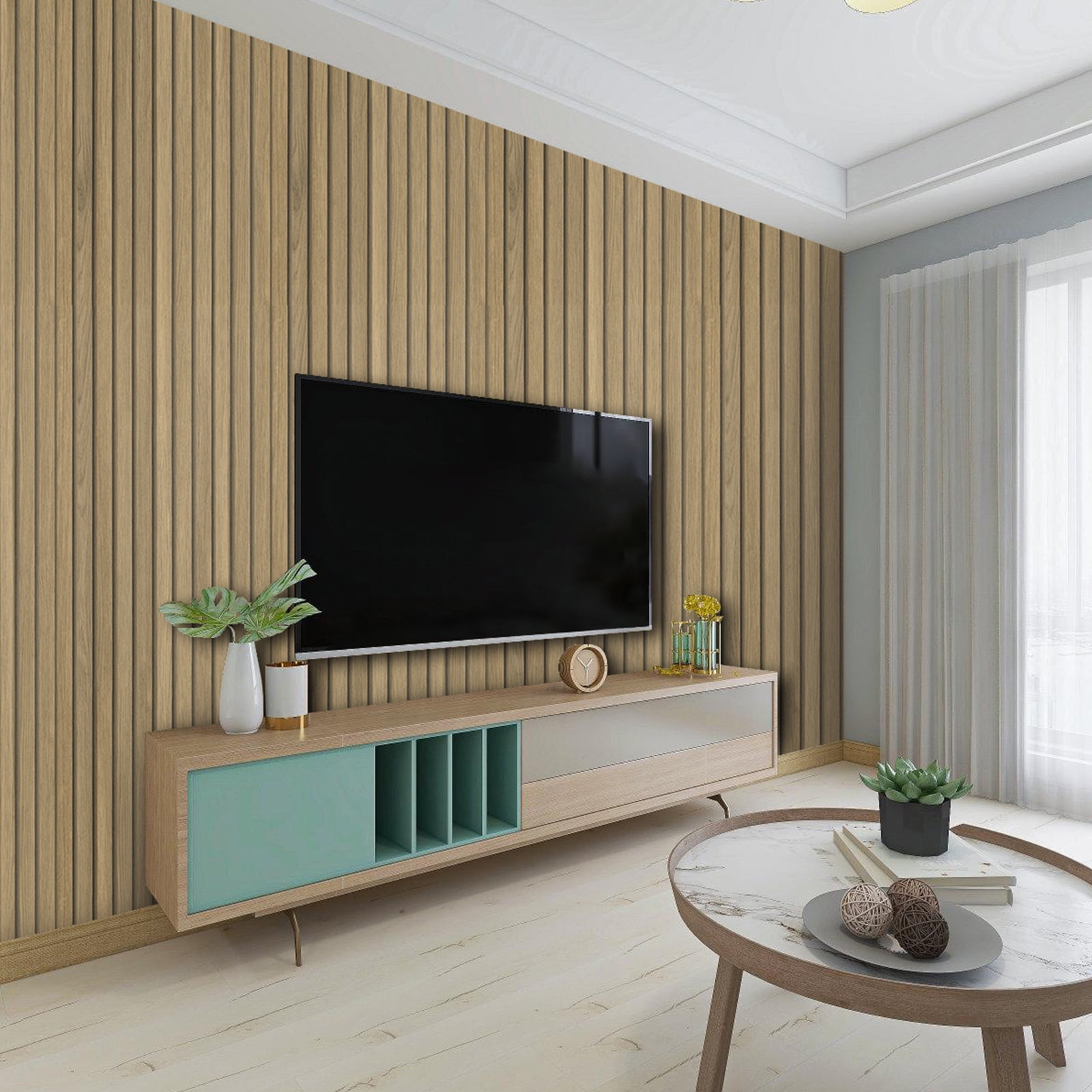 UMIGGEE 15.7 in x 393 in Wood Slat Wallpaper Peel and Stick Brown Shiplap Wall Paper Wood Panel Grain Contact Paper Removable Self Adhesive Faux Wall Covering for Cabinets and Drawers