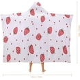 thumbnail image 2 of Hooded Blanket Strawberry Print Flannel Fleece Wearable Blanket, Super Soft Fuzzy Throw Poncho Blanket Cape, 2 of 6