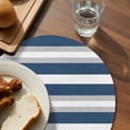 thumbnail image 3 of Navy Blue Grey Stripe Round 13 Inch Placemats Set of 2, Minimalist Farmhouse Striped HeatResistant Non Slip Place Mats for Dining Table, Wipeable Braided Kitchen Table Mats for Housewarming, 3 of 9