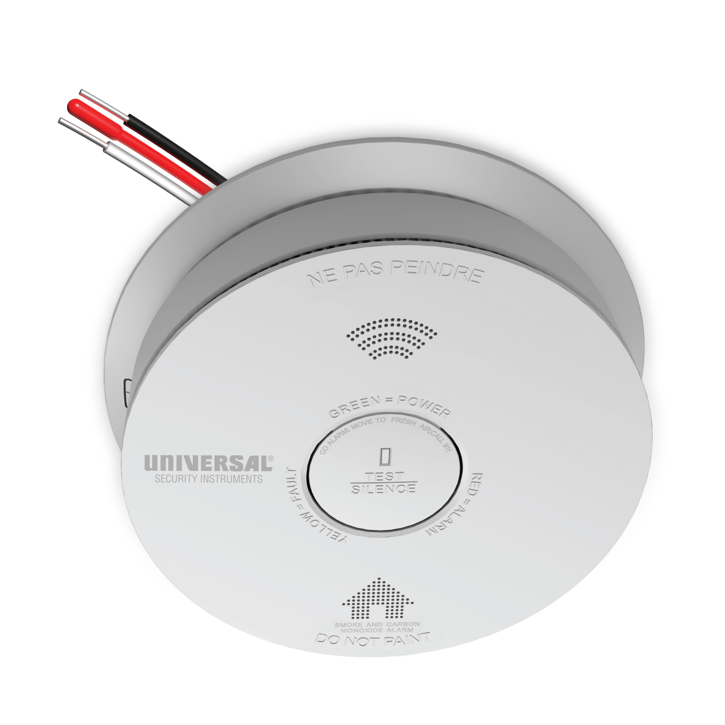 Universal Security Instruments Hardwire Smoke, Fire, Carbon Monxide Alarm, with 10-Year Battery Backup