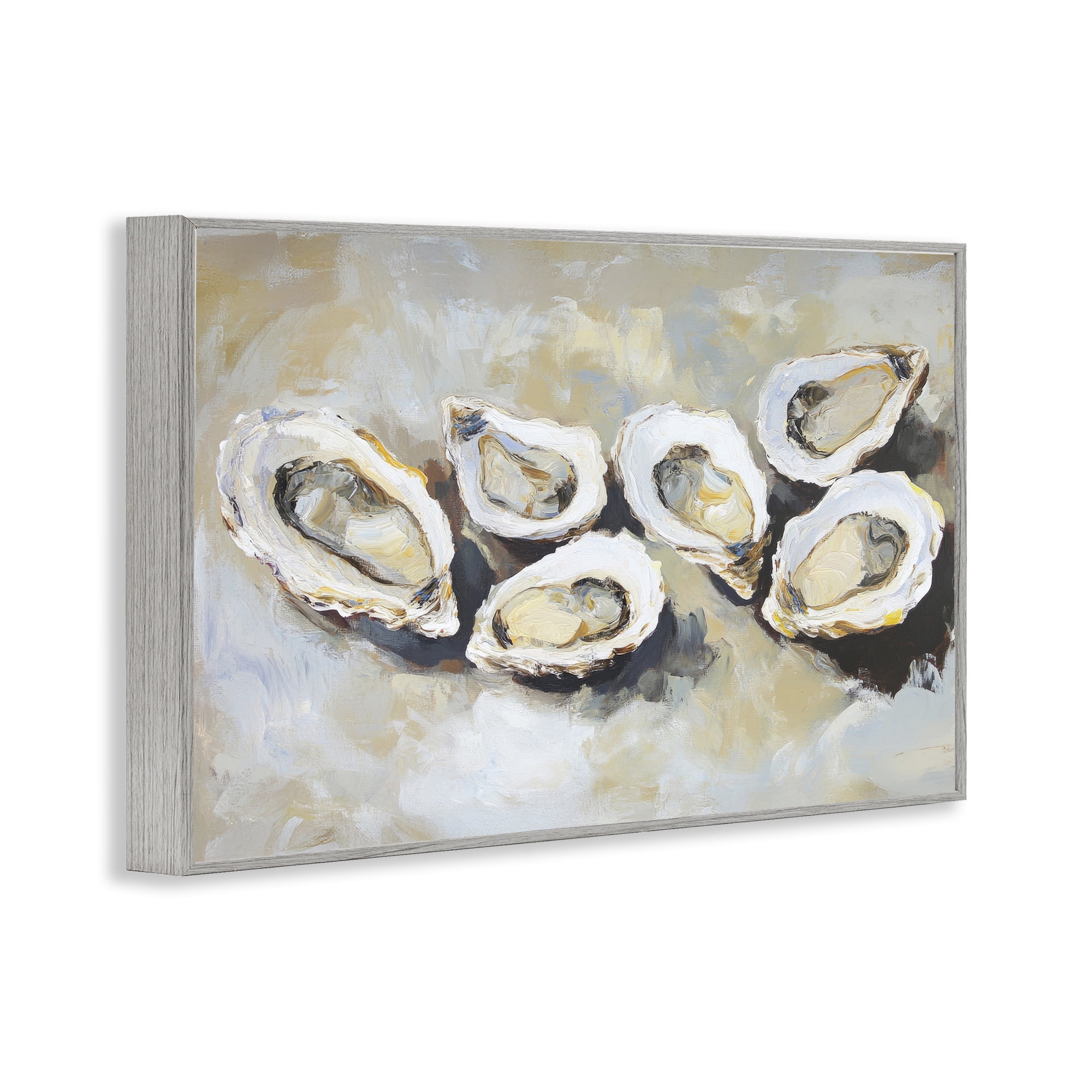 Stupell Industries Line of Oysters in Neutrals Gray Framed Giclee Art, design by Sisi and Seb