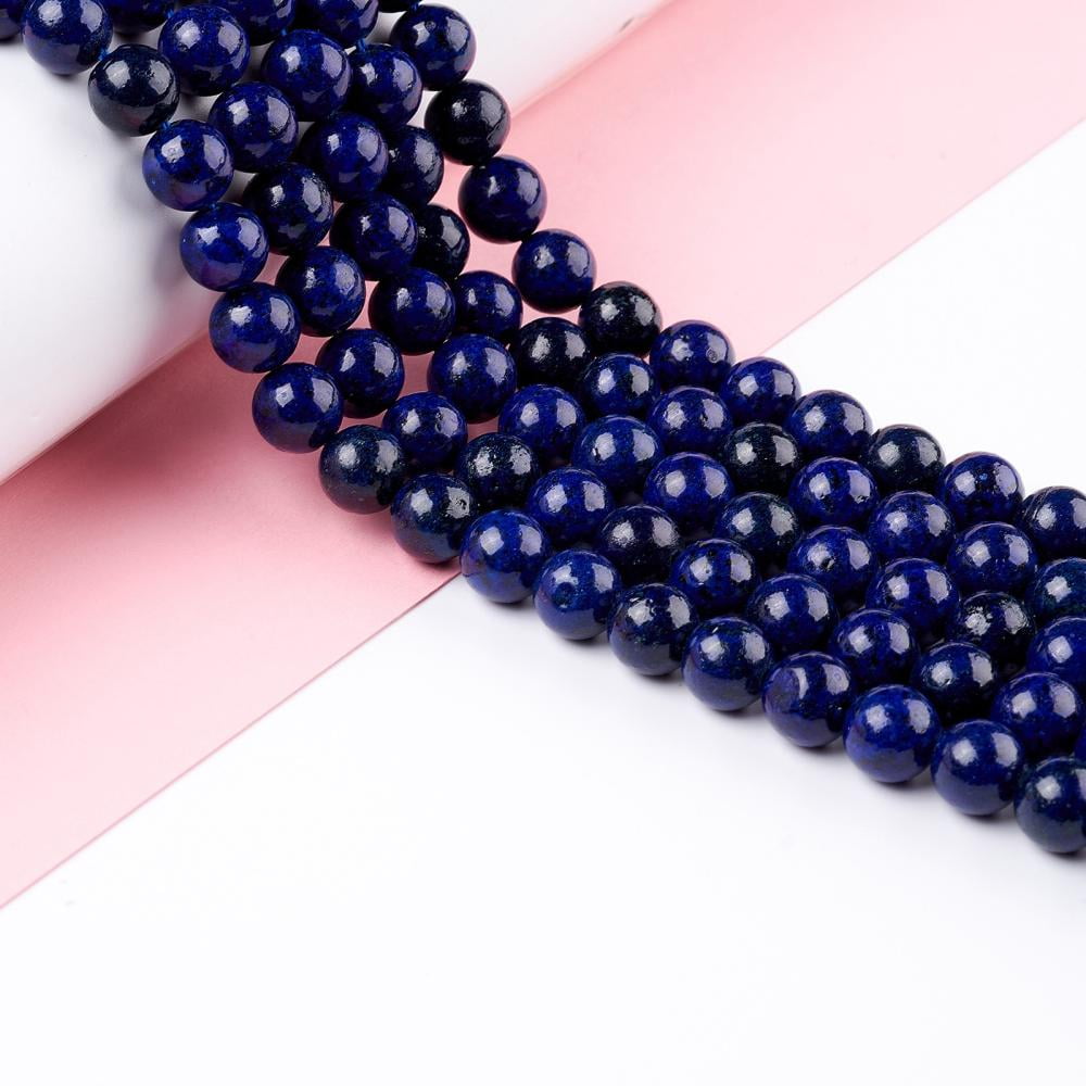 Natural Lazuli Round Beads Strands Dyed 8mm Hole: 1mm 46pcs/strand 15 inch