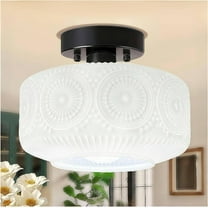 Semi Flush Mount Ceiling Ligh,Globe Glass Ceiling Light with Milk White Galss Shade,Hallway Light Fixtures,Modern Milky White Lighting Fixture for Bedroom Kitchen Porch Corridor