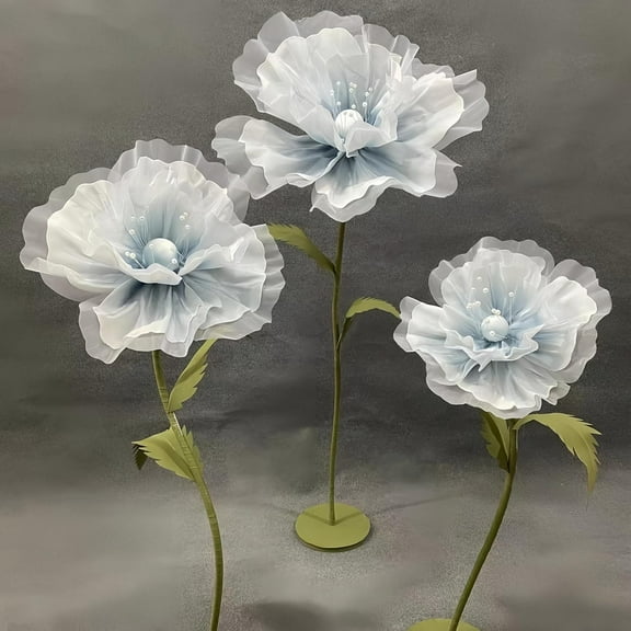 Louis Garden 5.3' High 3-Base EVA Artificial Flower Backdrop Giant Flowers for Decoration, Blue
