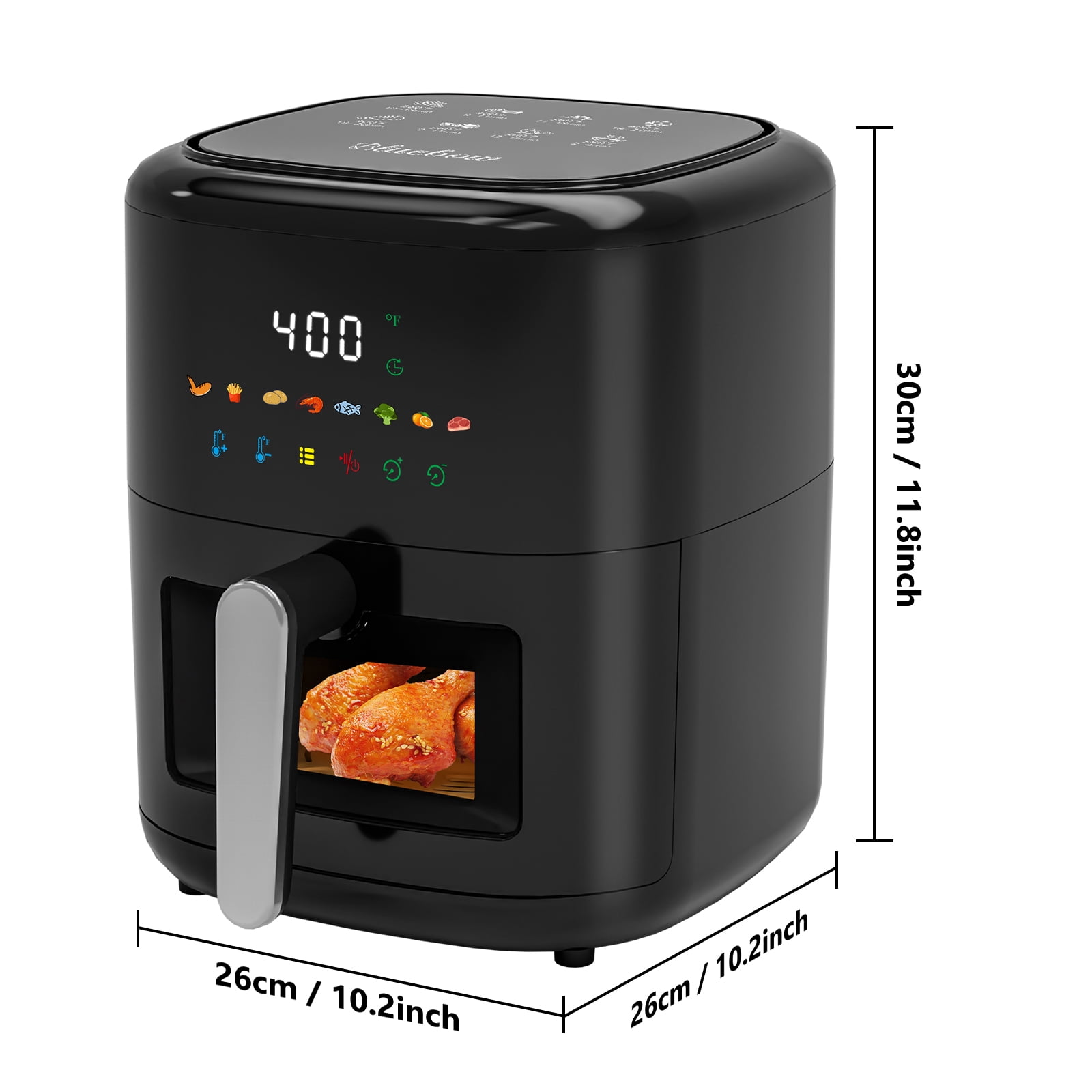 Vaparinckl 5QT Air Fryer, 8-in-1 Electric Hot Oven with Digital Touch Control, Visible Window, Nonstick & Dishwasher Safe Basket, Black