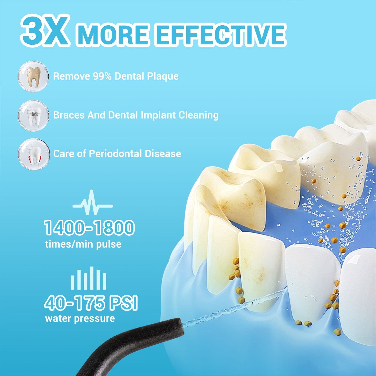 (5 pack) MySmile LP211 Portable Water Flosser Cordless for Teeth Braces, Oral Irrigator, Electric Water Dental Picks, 5 Modes, 8 Jet Tips, Travel Bag, Black