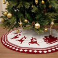 thumbnail image 3 of Christmas Tree Skirt, 48 inch Double-Layer Cable Knit Knitted Thick Rustic Holiday Decoration, Christmas Sledge Pattern, 3 of 8