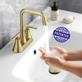 thumbnail image 5 of KINGTACK Bathroom Sink Faucet, 4 inch Brushed Gold Bathroom Faucets with Pop-up Drain and Supply Lines, Stainless Steel 2-Handle Centerset Faucet for Bathroom Faucet 3 Hole, 5 of 10