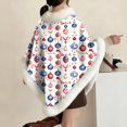 thumbnail image 3 of AUNVITO Cozy Christmas Print Fleece Shawl with Thick Faux Fur Collar Women's Warm Homewear Sleeveless Winter Wrap, 3 of 6
