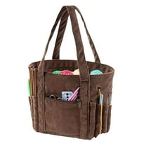 Hevirgo Knitting Bag Yarn Storage Organizer with Zipper Multipurpose Portable Knitting Tote Crochet Hooks Organizer