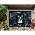 thumbnail image 3 of Caroline's Treasures BB5054JMAT Blue Flowers Boston Terrier Door Mat, Indoor Rug or Outdoor Welcome Mat 24x36 Doormat ,, 3 of 4
