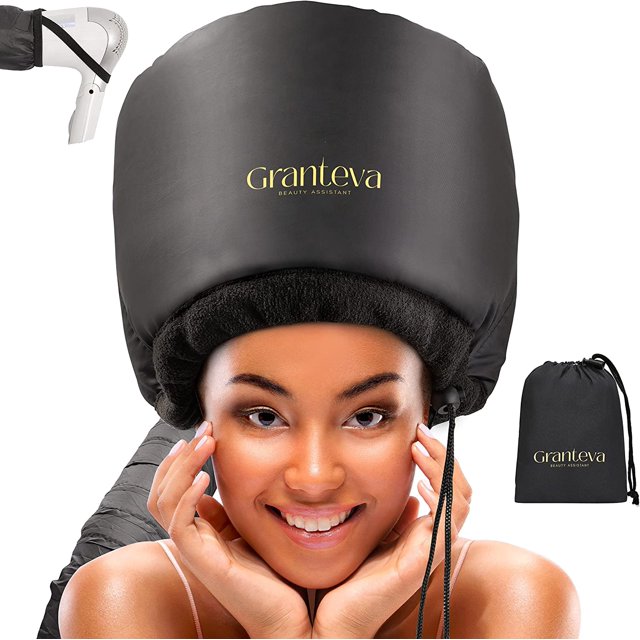 Hooded Hair Dryer w/A Headband Integrated That Reduces Heat Around Ears & Neck - Hair Dryer Hooded Diffuser Cap for Curly, Speeds Up Drying Time, Safety Deep Conditioning At Home -