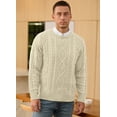 thumbnail image 2 of QDG Men's Cable Knit Pullover Sweater Casual Crewneck Long Sleeve Knitted Sweater, 2 of 8