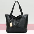 thumbnail image 6 of YFMHA Retro Women Alligator Pattern Leather Shoulder Bag Large Handbags (Black), 6 of 7