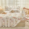 Floral Pattern Quilted Bedding Lace Pure Cotton Bed Skirt Three Piece