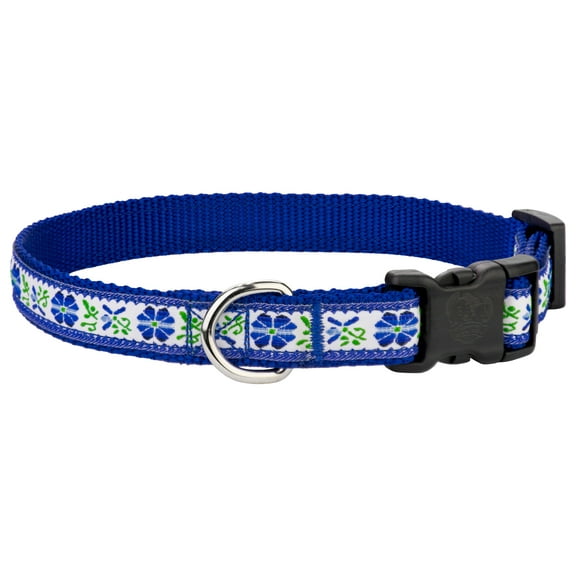 Country Brook Petz® Deluxe Wonderful Blue Flowers Ribbon Dog Collar, 2XS