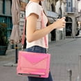 thumbnail image 6 of Colorful Handbag for Samsung Galaxy Tab S9 FE Plus/S9 Plus/S10 Plus, Stand PU Leather Cover with Crossbody Strap & Handstrap with elastic, Multi-Card Slots Cash Pen Slot Envelope Case, Rose, 6 of 10
