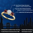 thumbnail image 2 of Gem Stone King 18K Yellow Gold Plated Silver White Moissanite and Red Rhodolite Garnet Engagement Ring for Women | 2.00 Cttw | Round 6MM | Gemstone Birthstone | Size 7, 2 of 7