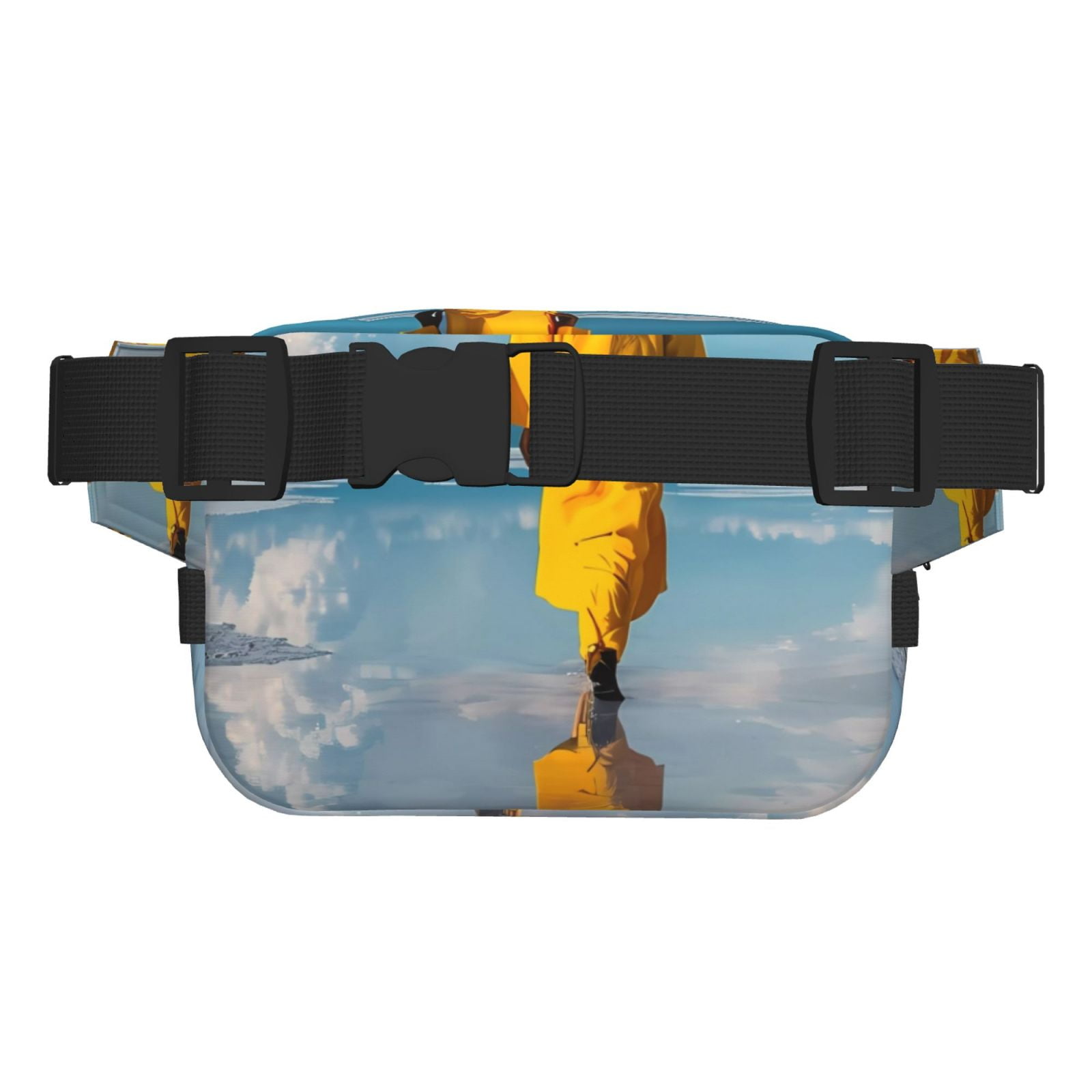 Picia Monk Walking On Water Print Square Double-Layer Waist Bag Mini Adjustable Waist Belt Bag Exercise Running Travel Hiking