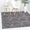 thumbnail image 1 of Unique Loom 3151492 4 x 4 ft. Geometric Trellis Frieze Square Rug, Dark Gray, 1 of 15
