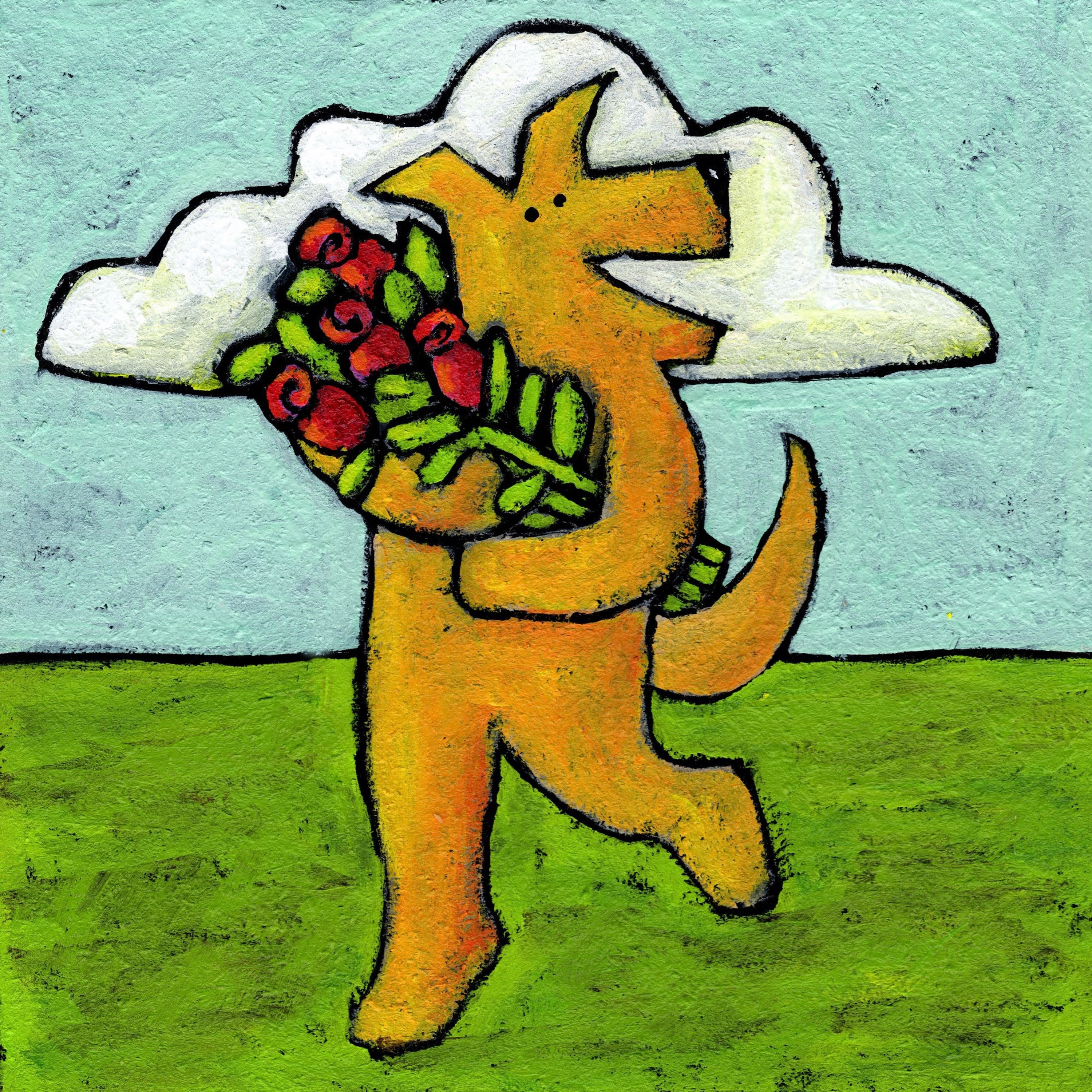 Marmont Hill - "Red Roses for Dog" by Janet Nelson Painting Print on Wrapped Canvas