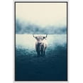 thumbnail image 3 of PixonSign Framed Canvas Print Wall Art Shetland Cow & Misty Grass Animals Wilderness Photography Realism Farmhouse/Country Portrait Relax/Calm Duotone for Living Room, Bedroom, Office - 24"x36" White, 3 of 5