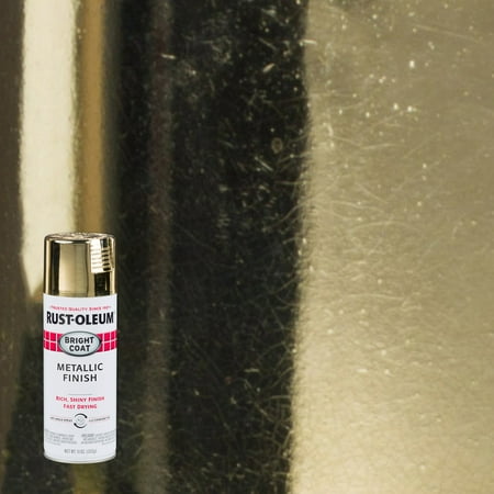 Gold, Rust-Oleum Stops Rust Bright Coat Metallic Spray Paint-7710830, 11 oz