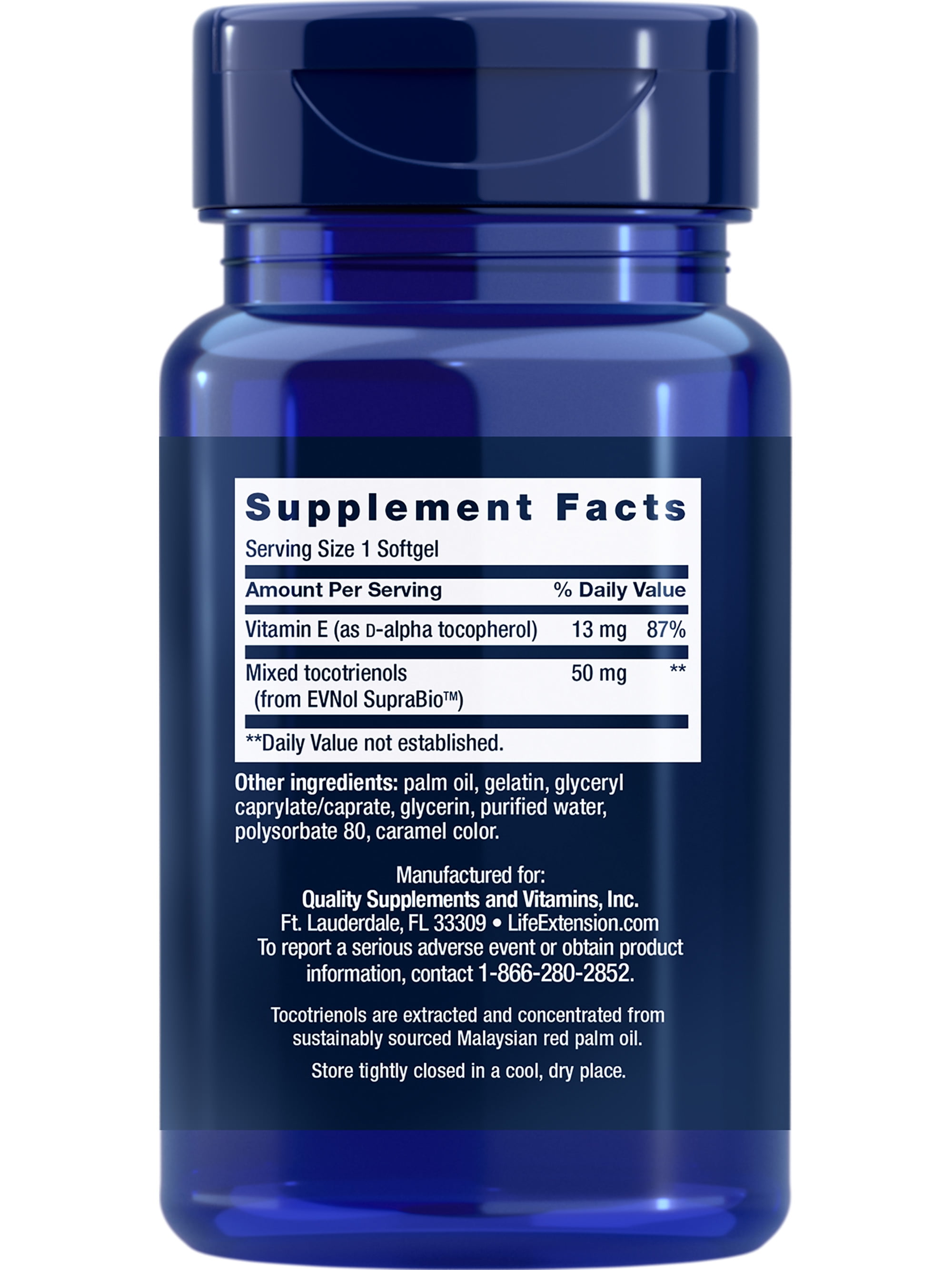 Life Extension Super Absorbable Tocotrienols, vitamin E as D-alpha tocopherol, mixed tocotrienols, supports hair growth, brain function, gluten-free, non-GMO, 60 softgels