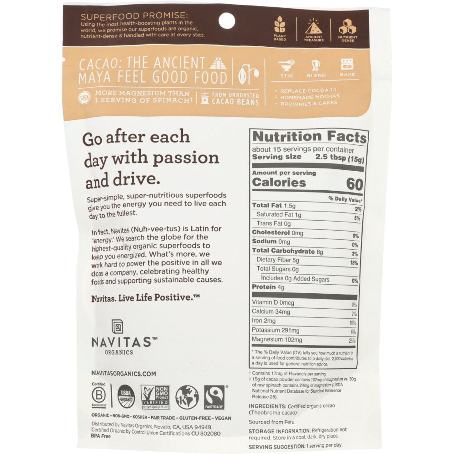 Navitas Organics Cacao Powder, 8.0 Oz