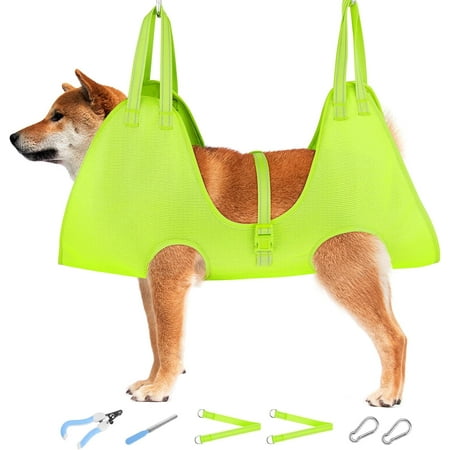 Dog Grooming Hammock for Dogs & Cats - Cat Hanger Sling Restraint Bag with Pet Nail Clipper Trimmer  Pet Grooming Harness for Nail Trimming/Clipping (Medium  Green)