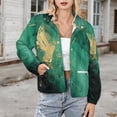 thumbnail image 3 of Jackets for Women Winter Coat Jackets Flannel Stand Collar Jacket(Modern Art Green Gold,Size:S-4XL), 3 of 7