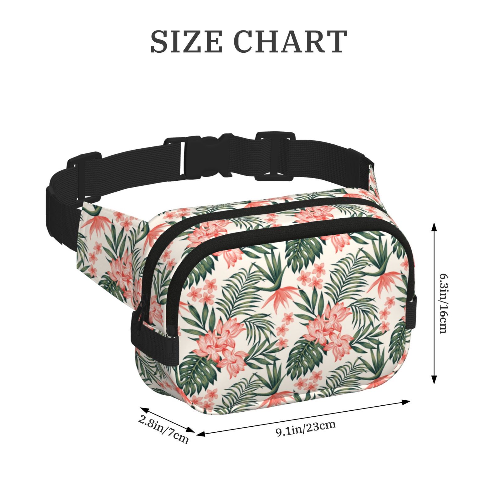 Picia Lilies Flowers Print Square Double-Layer Waist Bag Mini Adjustable Waist Belt Bag Exercise Running Travel Hiking