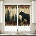 thumbnail image 6 of huayou 2 Pack Printed Kitchen Tier Curtains, 27.56x39.4 Inch Bear Pine Tree Forest Pattern Short Window Curtains, for Indoor Kitchen Cabin Lodge Home Window Decor, 6 of 7