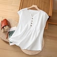thumbnail image 4 of Gbobgt Women's Linen Tank Tops Sleeveless V Neck Casual Loose Fit Breathable Lightweight Summer Tops White XL, 4 of 4
