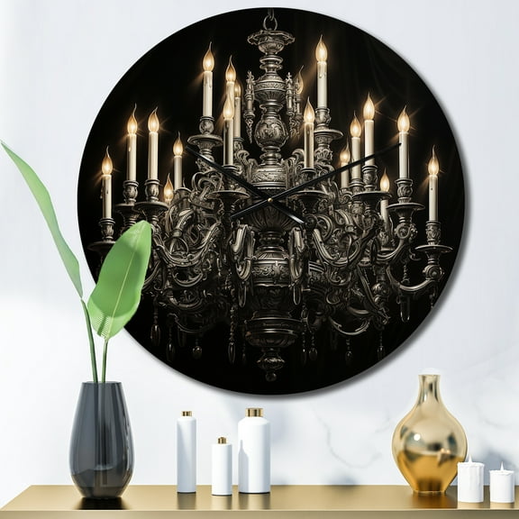 Designart "Chandelier Elegant Monochrome Painting II" Chandelier Oversized Wall Clock