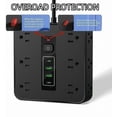 thumbnail image 2 of 2026 New 16-in-1 Power Strip with Switch & Surge Protection, Portable Flat Plug Power Strip Surge Protector, 12 AC Power Outlets 4 USB with Time Display, One Touch Switch Button for Home (White), 2 of 8