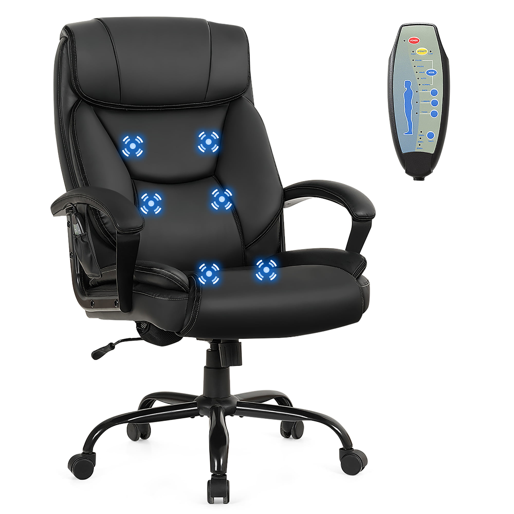 Costway Big & Tall 500lb Massage Office Chair E xecutive PU Leather Computer Desk Chair