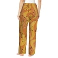 thumbnail image 2 of Women Comfy Pajama Pants Lounge Bottoms Long Wide Leg, Orange Geometric Atomic Modern Midcentury, 2 of 5