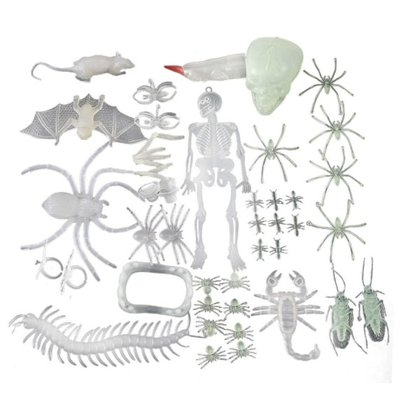 Abbracc Figurines d'Animaux d'Halloween Cadeaux pour Enfants Jouet Blague Accessoires d'Horreur Simulation Modèle Gecko 48 Pcs
