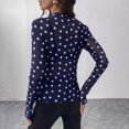 thumbnail image 7 of GZWYHT Women's Sheer Mesh Tops Polka Dot Print Long Sleeve Shirts Blouses Slim Fit T Shirts See Through Blouse Blue L, 7 of 7