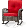 thumbnail image 3 of Joyside Patio Wicker Rocking Chair - All-Weather Outdoor Rocker Chair with Safe Rocking Design and Premium Fabric Cushions(Mixed/Red), 3 of 7