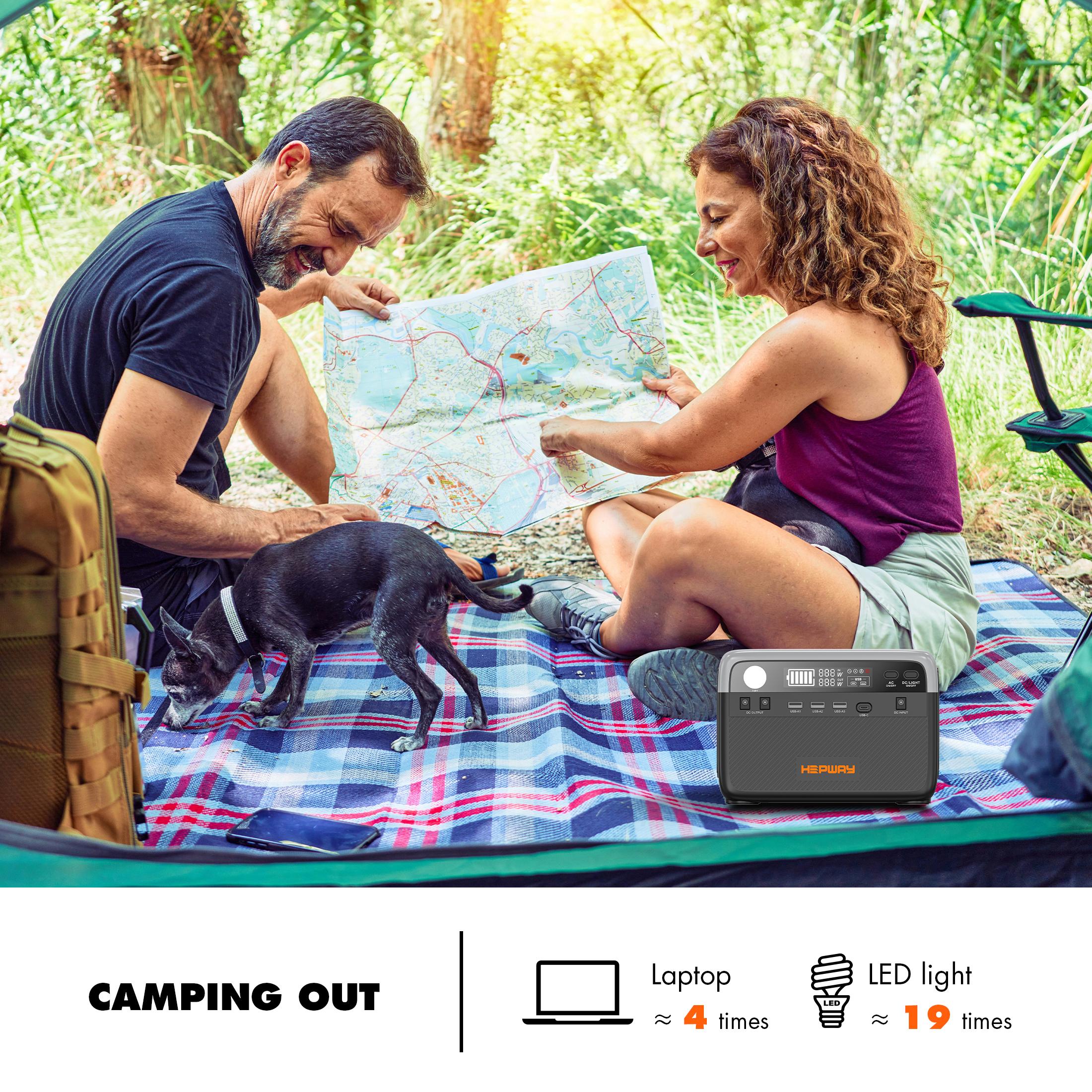 Hepway H30 Portable Power Station,300W Solar Generator,288Wh  LiFePO4 Battery,2 AC 120V Outlets,PD 100W USB-C Output w/ LED, 90000mah Power Bank for Hurricane Emergency Outdoor Camping RVs Home Use