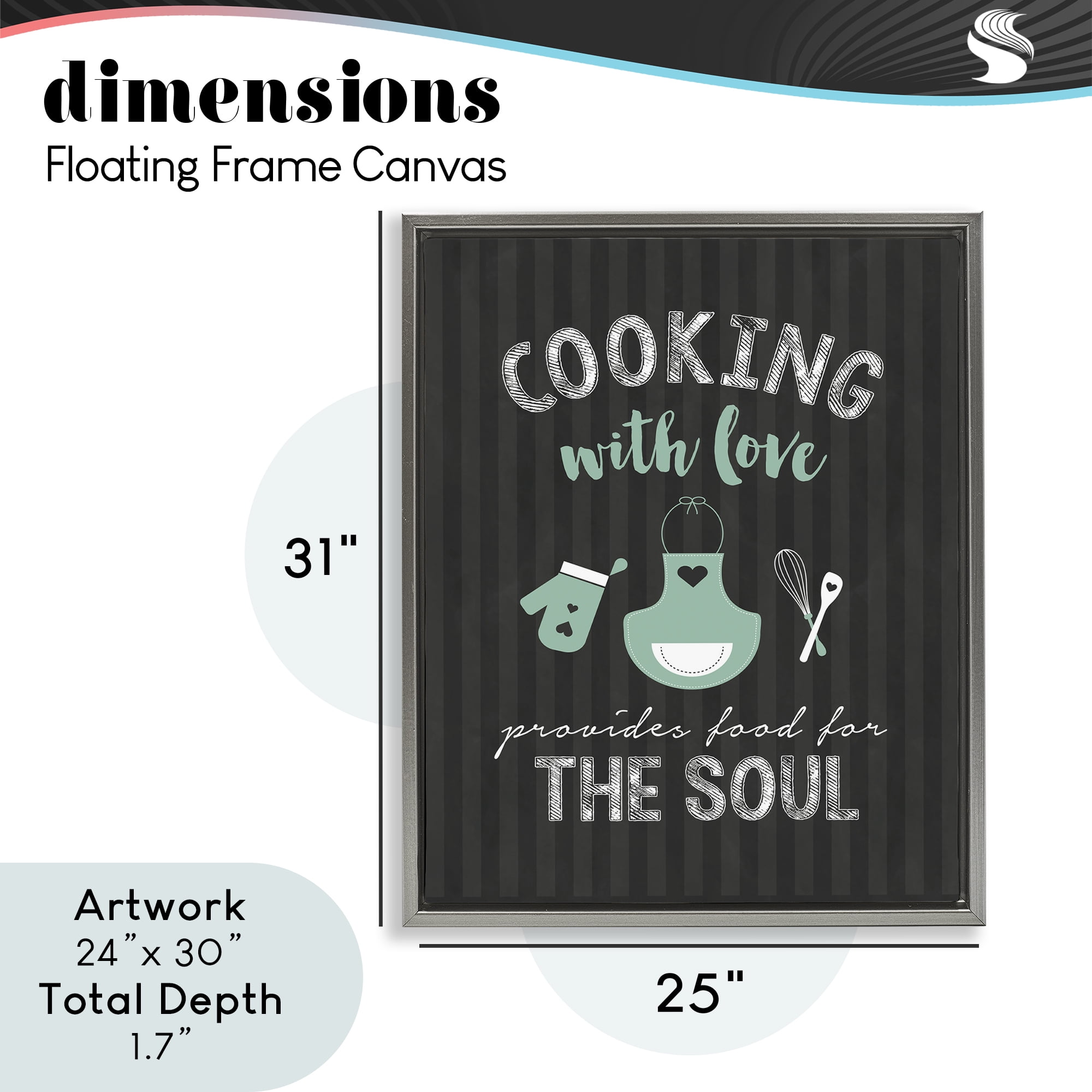 Food For Soul Black & Green Gray Framed Floater Canvas Wall Art, design by Lettered and Lined